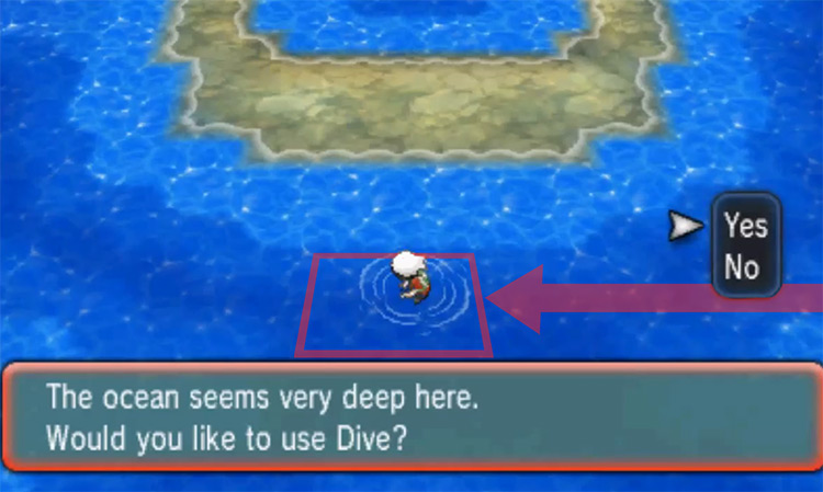Diving spot in Route 128 / Pokémon Omega Ruby and Alpha Sapphire