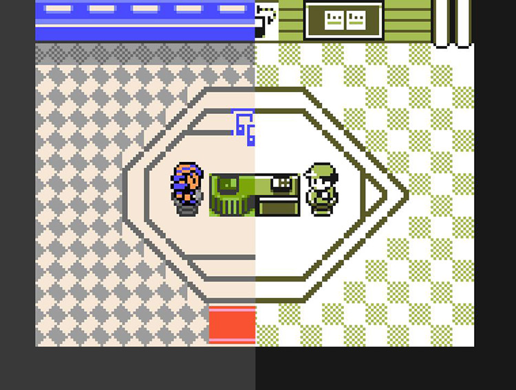 Left: Trade area in Pokémon Crystal. Right: Trade area in Pokémon Yellow. / Pokémon Crystal
