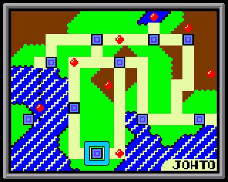 Azalea Town on the Johto region map. / Pokémon Crystal