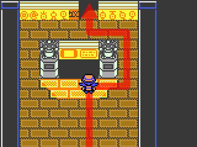 Entering the hidden room in a puzzle chamber (Ruins of Alph). / Pokémon Crystal