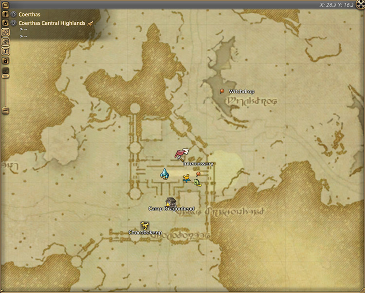 Alphinaud’s map location in Camp Dragonhead / FFXIV
