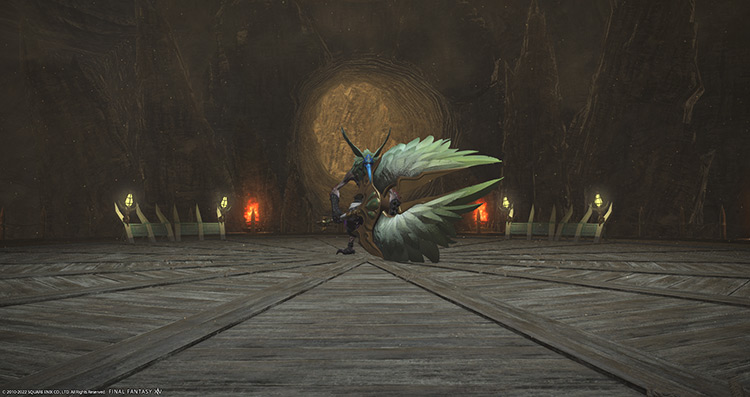 An Ixal using a Garuda-themed staff / FFXIV