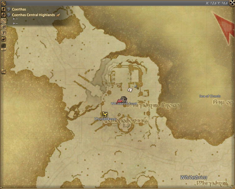 Alphinaud’s map location in Coerthas Central Highlands / FFXIV