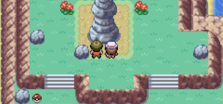 The Grave on Memorial Pillar near a Metal Coat (Pokémon FireRed)