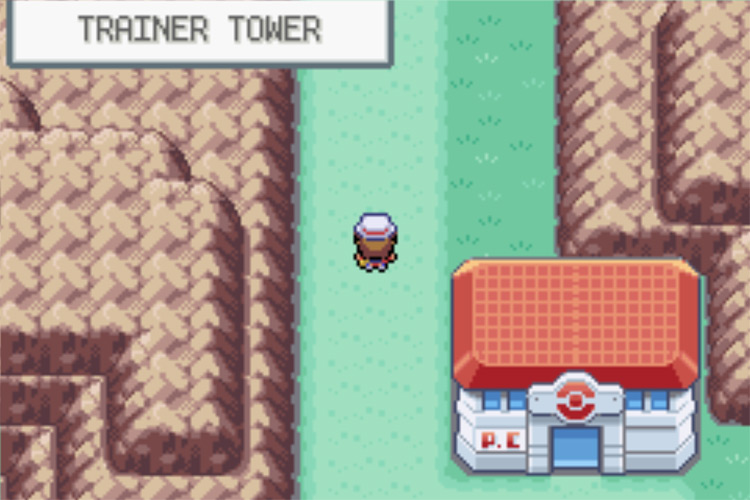 Entering the Trainer Tower area, north of the Seven Island Pokémon Center / Pokemon FRLG