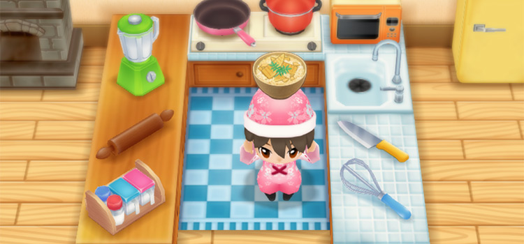 Holding a bowl of Bamboo Rice in SoS:FoMT