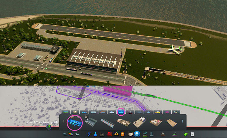 The ploppable Airport from the base game / Cities: Skylines
