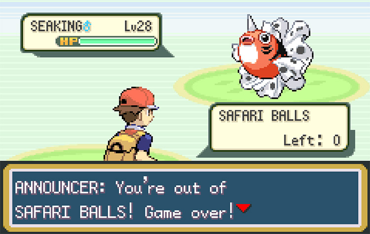 Running out of Safari Balls and being kicked out of the Safari Zone / Pokémon FRLG