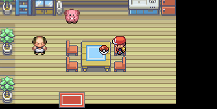 The Lucky Punch sitting on the table inside of the house at the end of the Sevault Canyon route / Pokémon FRLG