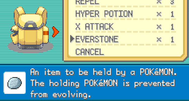 The Everstone’s description in Pokémon FireRed and LeafGreen / Pokémon FireRed & LeafGreen