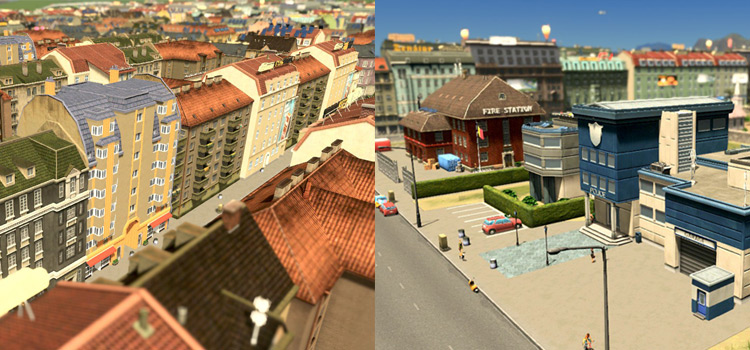 (Left) Growables, next to (Right) Ploppables in Cities: Skylines