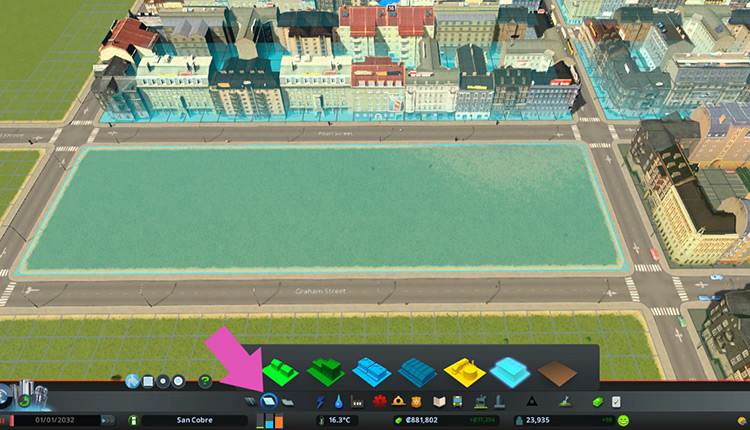 Zoning offices in a block. / Cities: Skylines