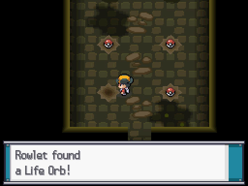 The player picking up the Life Orb / Pokémon HGSS