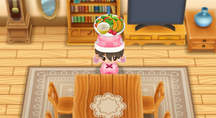 The farmer cooks Bagna Cauda using Turnips. / Story of Seasons: Friends of Mineral Town