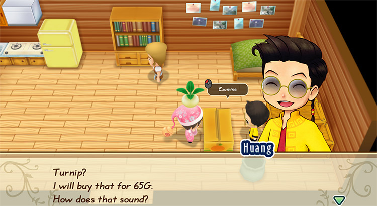 Huang offers to buy a Turnip from the farmer. / Story of Seasons: Friends of Mineral Town