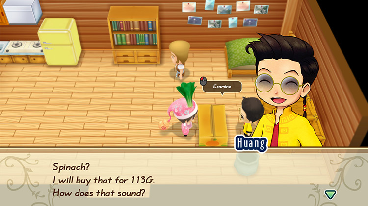 Huang offers to buy Spinach from the farmer. / Story of Seasons: Friends of Mineral Town