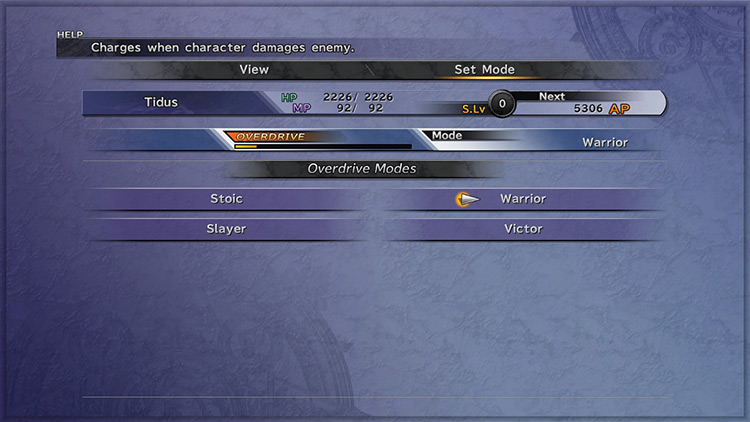 Setting a Character to Warrior Mode / Final Fantasy X