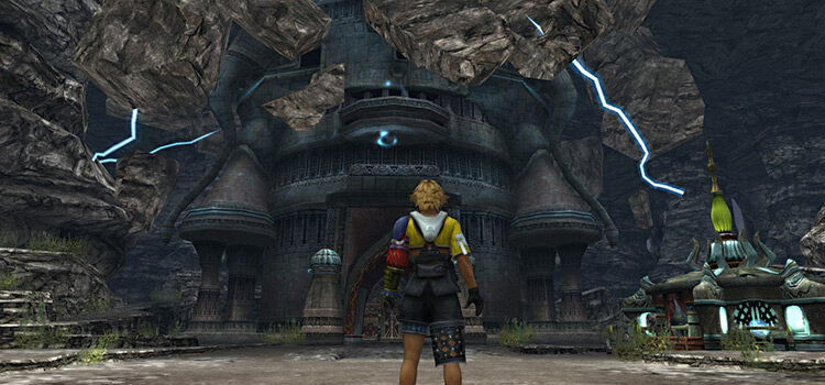 Standing outside the Djose Temple in FFX HD