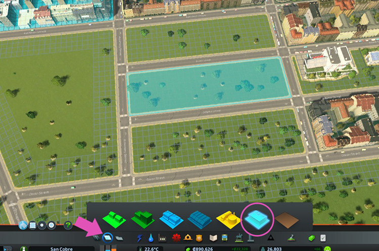 The Office Zone tool. / Cities: Skylines