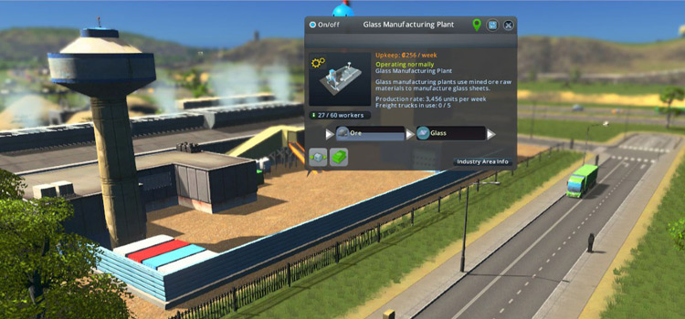 Outside a Glass Manufacturing Plant in Cities: Skylines