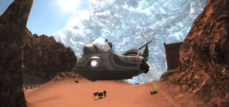 The Skyslipper above the sands of Amh Araeng (FFXIV)