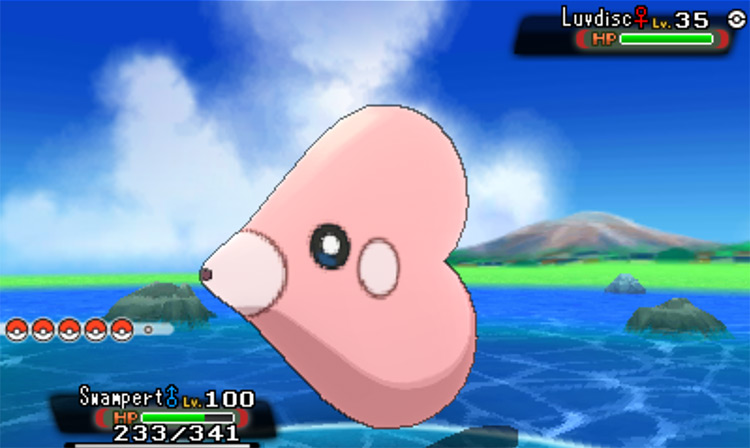 Finding a wild Luvdisc in Ever Grande City / Pokémon Omega Ruby and Alpha Sapphire