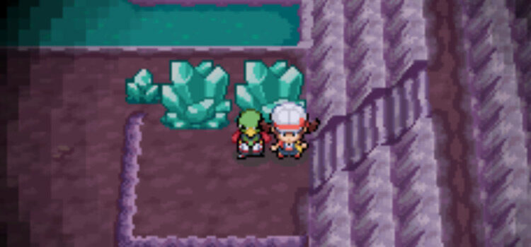 Standing in Cerulean Cave near the Black Sludge item (Pokémon HeartGold)