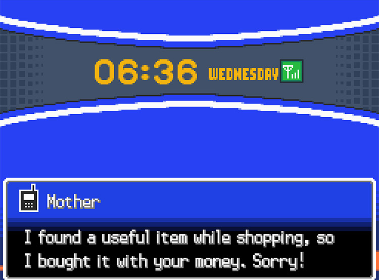 The PokéGear screen when your mother calls you. / Pokémon HeartGold and SoulSilver