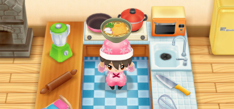 Holding a bowl of Udon in SoS:FoMT