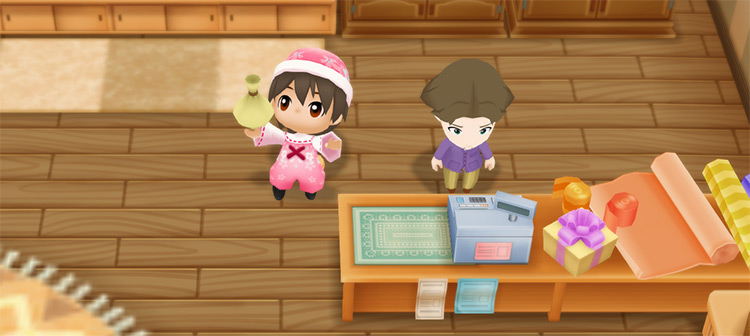 The farmer buys Corn Seeds from Jeff. / Story of Seasons: Friends of Mineral Town