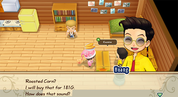 Huang offers to buy Roasted Corn from the farmer. / Story of Seasons: Friends of Mineral Town
