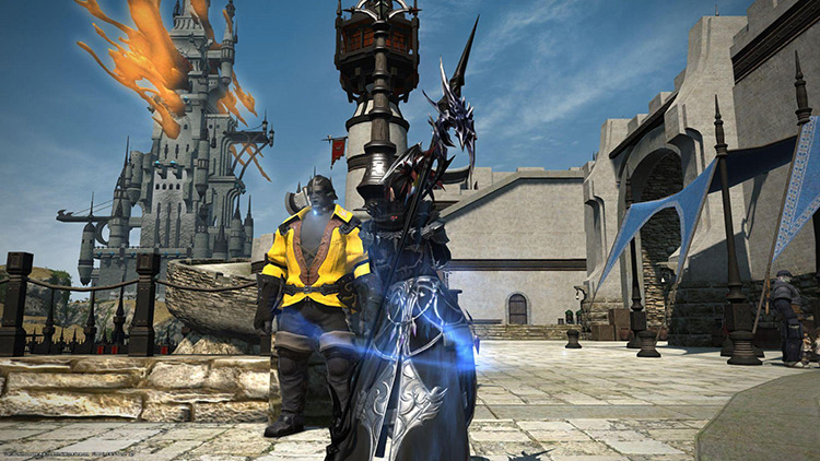 Skribyld stands watch over the harbor in Aleport, prepared to repel any pirates / FFXIV