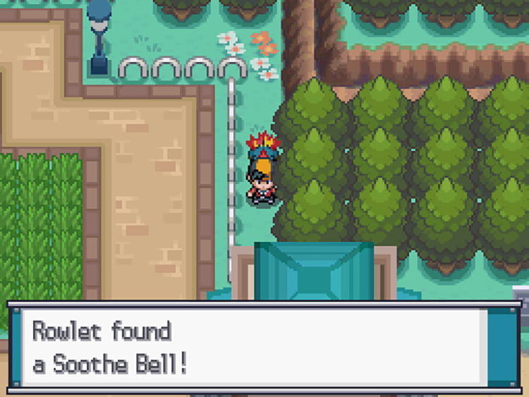The player picking up the Soothe Bell / Pokemon HGSS