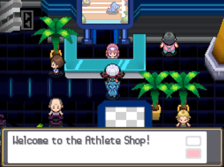 The Athlete Shop in the top right corner of the Pokéathlon Dome / Pokémon HGSS