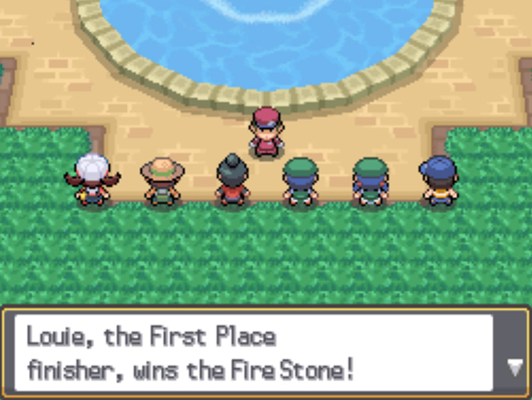 Receiving a Fire Stone as a prize for winning the Bug-Catching Contest / Pokémon HGSS