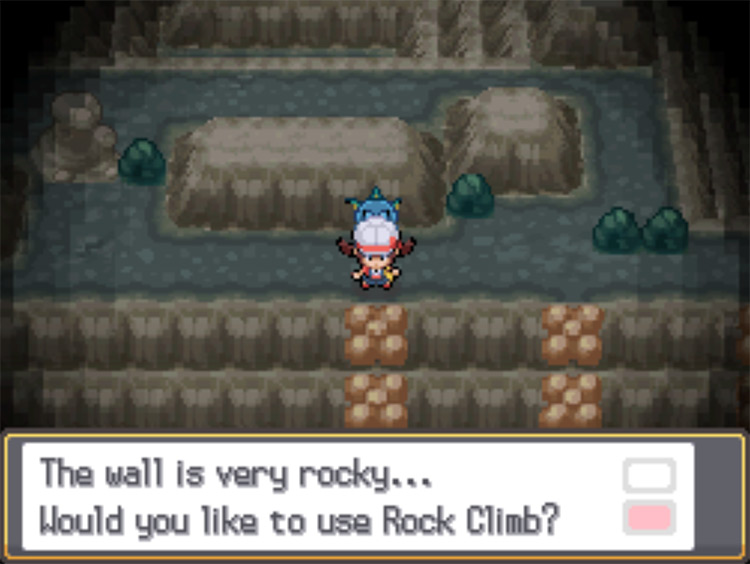 The Rock Climb spot one floor below ground in Rock Tunnel / Pokemon HGSS