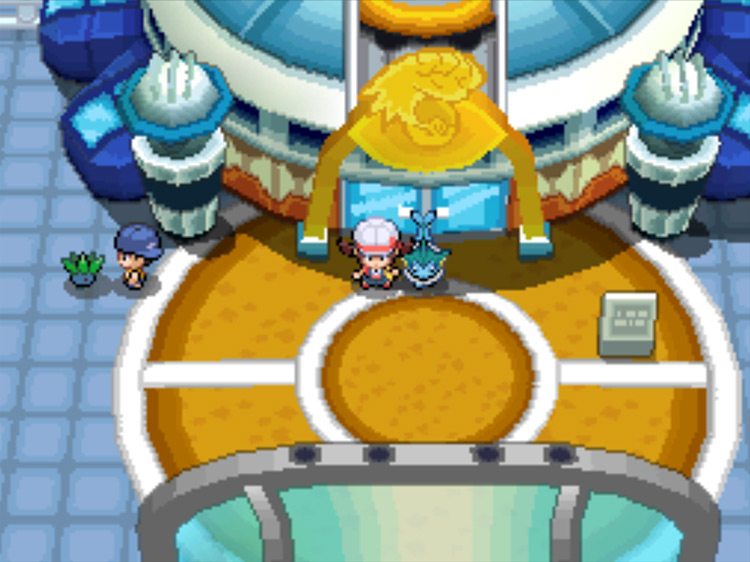 The player standing outside the majestic Pokéathlon Dome / Pokémon HGSS