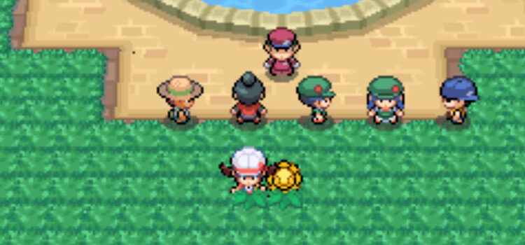 Standing with Sunflora in the National Park Bug-Catching Contest (Pokémon HeartGold)