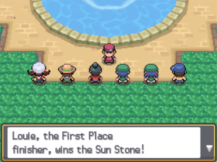 Receiving a Sun Stone for winning the Bug-Catching Contest / Pokemon HGSS