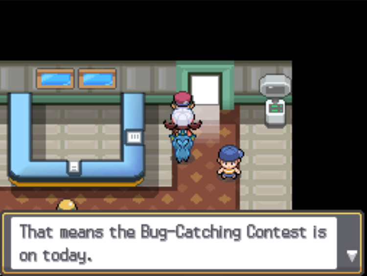 The player speaking to the Bug-Catching Contest attendant / Pokémon HeartGold and SoulSilver