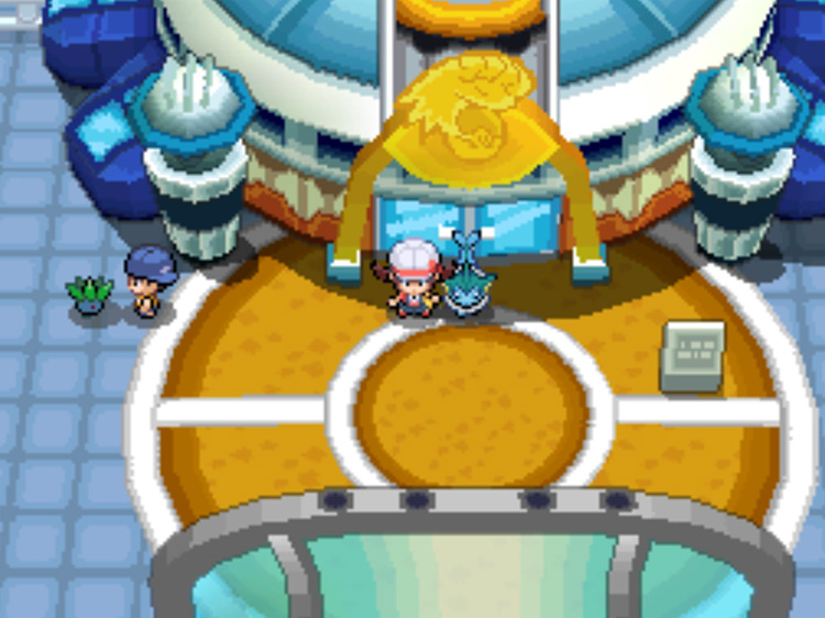 The player standing outside the majestic Pokéathlon Dome / Pokémon HGSS