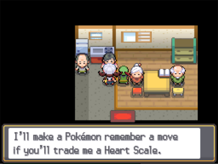 The Move Reminder in Blackthorn City requesting a Heart Scale / Pokemon HGSS
