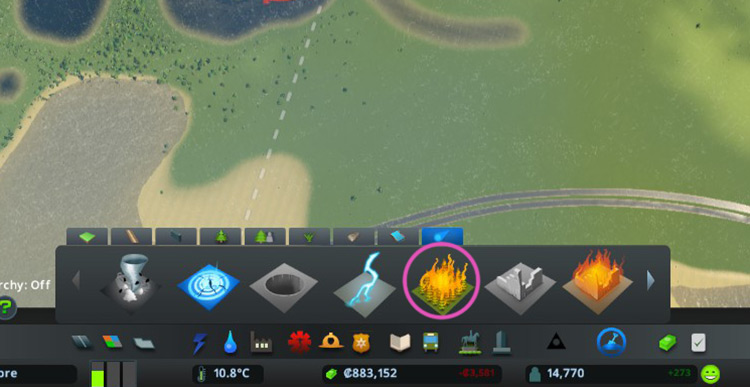 Forest fire disaster menu / Cities: Skylines