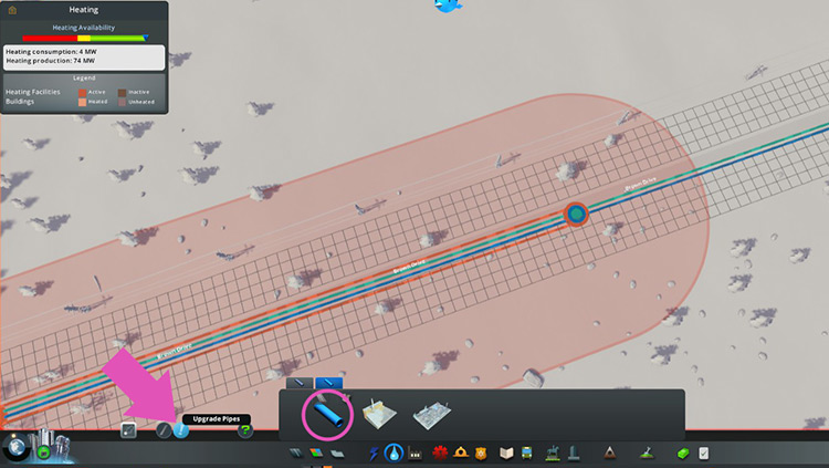 Upgrade your existing water pipes to deliver heating / Cities: Skylines