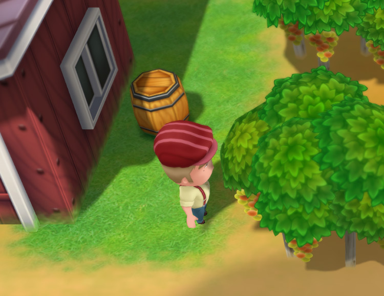 Duke works at the vineyard behind the Winery. / Story of Seasons: Friends of Mineral Town