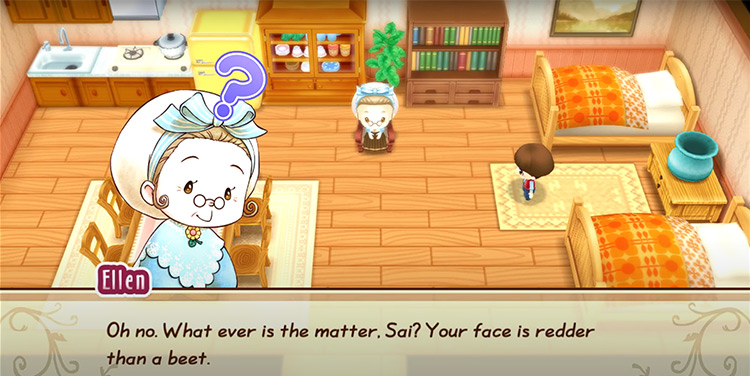 Ellen’s dialogue during one of her heart events. / Story of Seasons: Friends of Mineral Town