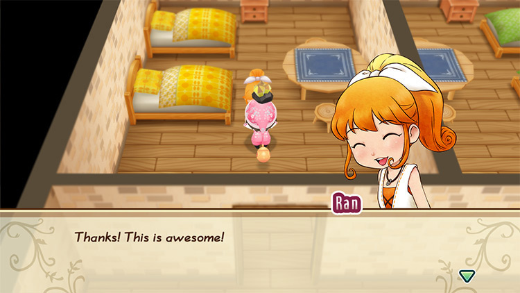 The farmer gives Ran a Topaz. / Story of Seasons: Friends of Mineral Town