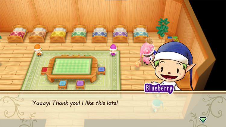 The farmer gives Blueberry a Sandrose. / Story of Seasons: Friends of Mineral Town