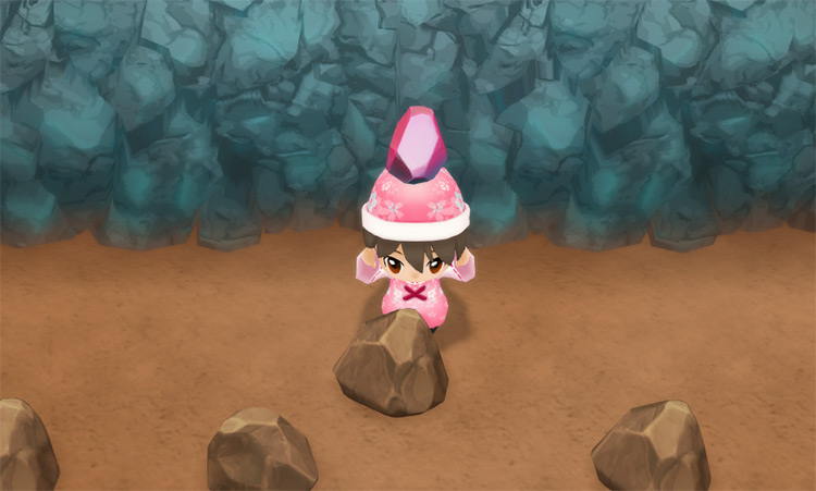The farmer finds an Alexandrite in the Lake Mine. / Story of Seasons: Friends of Mineral Town