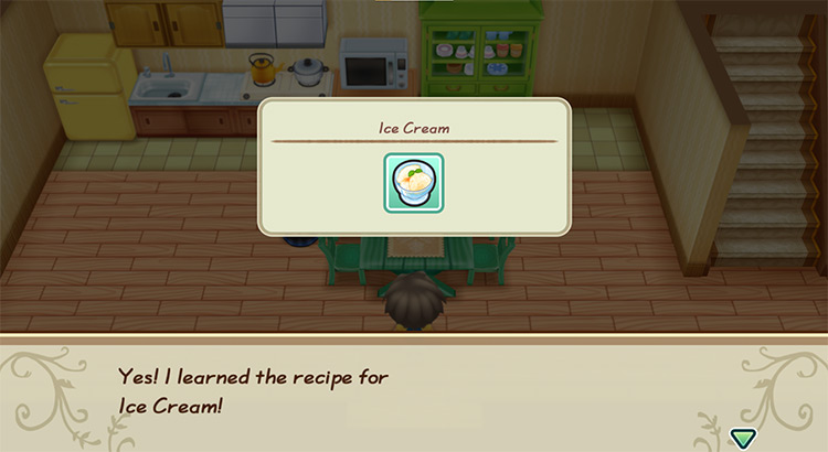 Anna teaches the farmer how to make Ice Cream. / Story of Seasons: Friends of Mineral Town